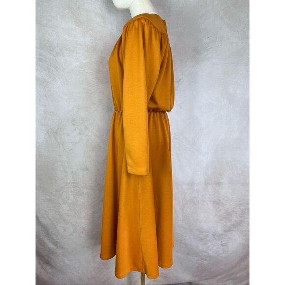 Vintage 80s Orange Midi Dress - Picture 7 of 9
